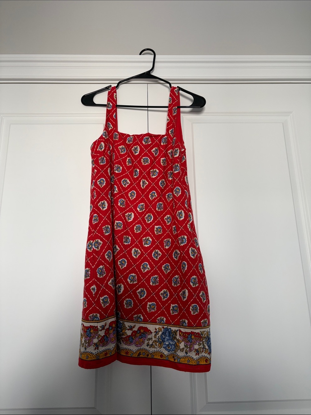Ward Red Floral Border Square-Neck Sundress